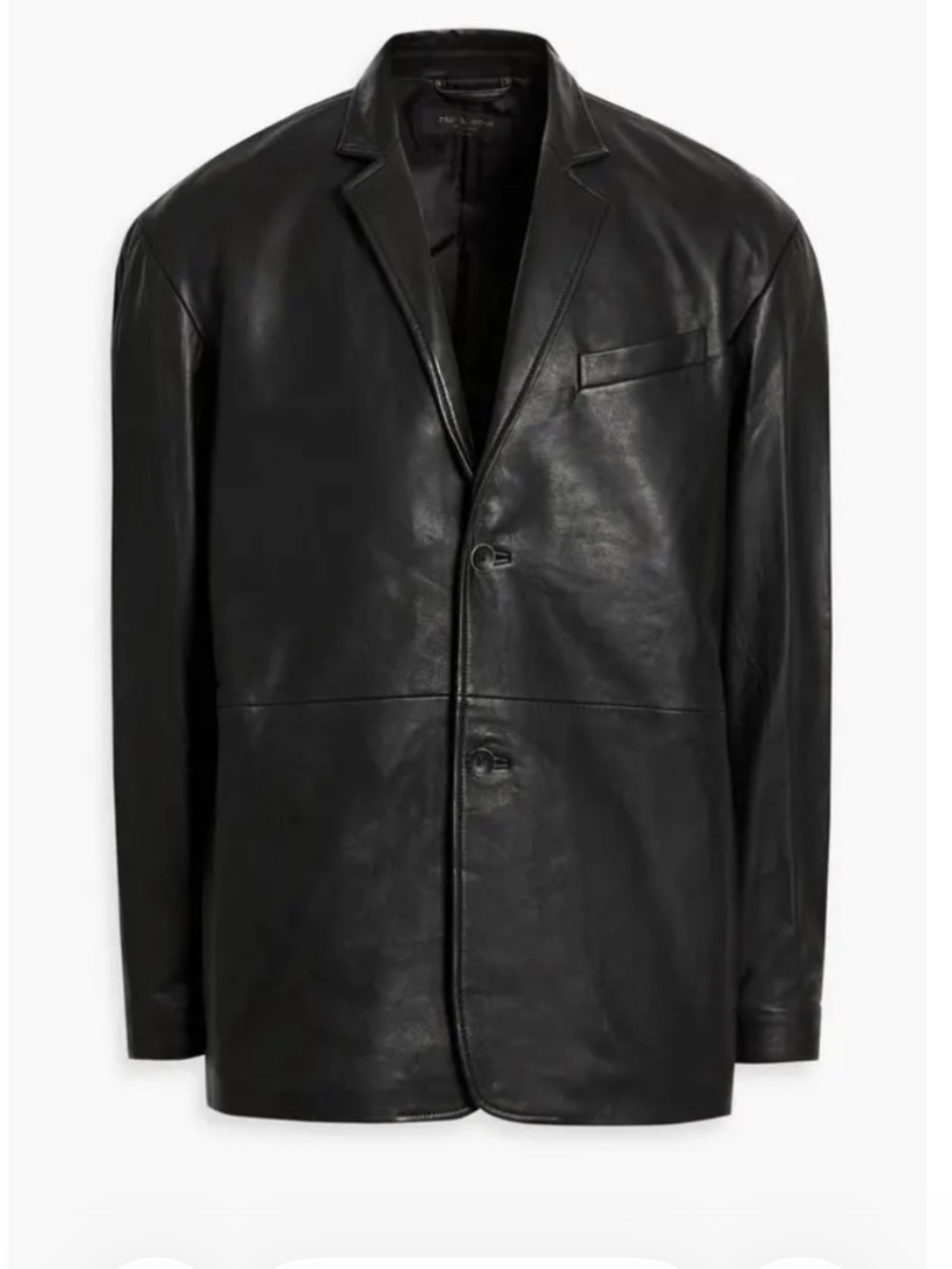 rag & bone Black Leather Blazer 2 button Shift Jacket - Notch Lapel runs large